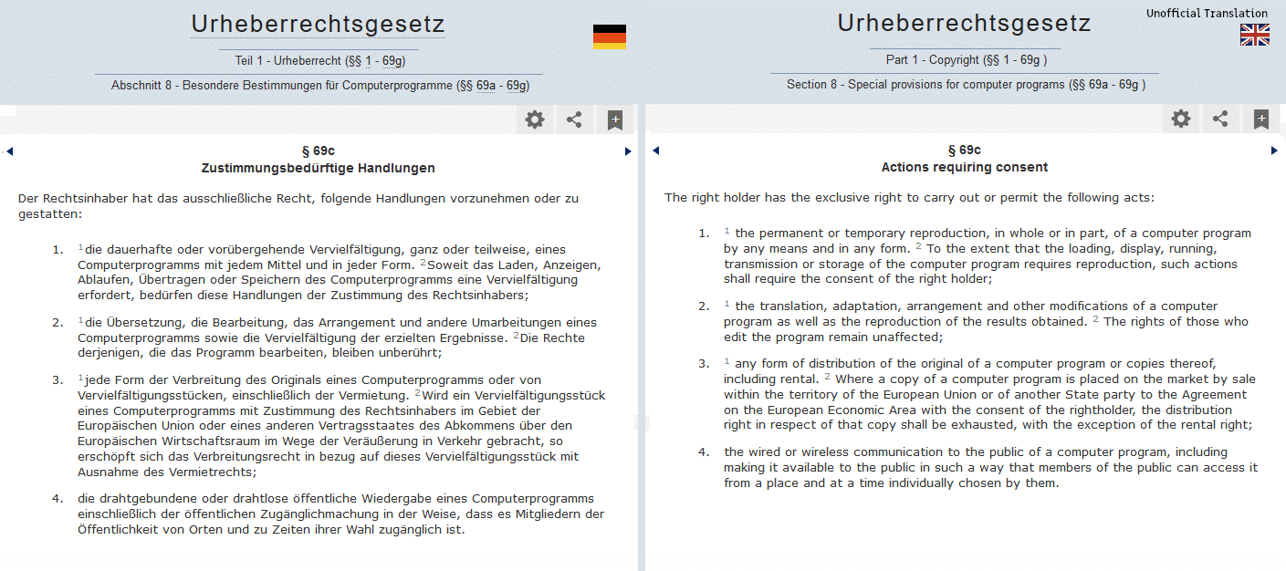 DE Copyright Act s69c