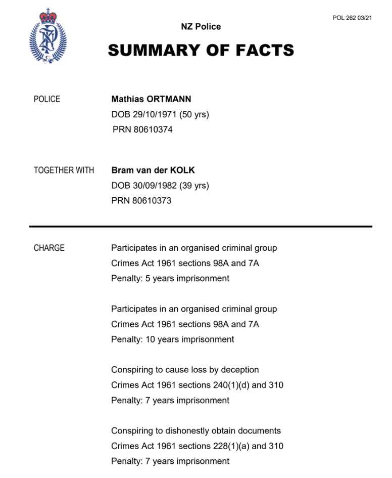 Ortmann-van der Kolk summary of facts