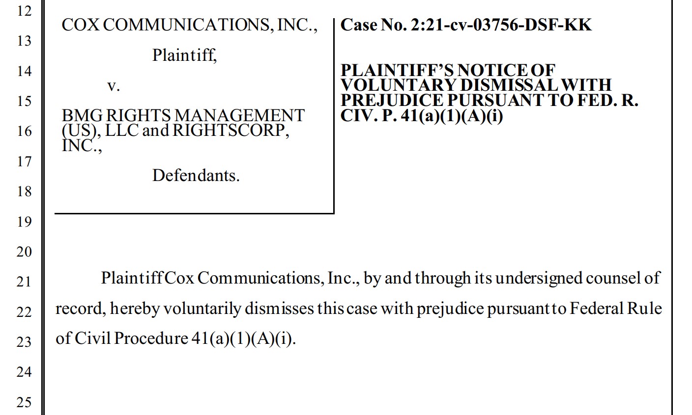 cox dismiss