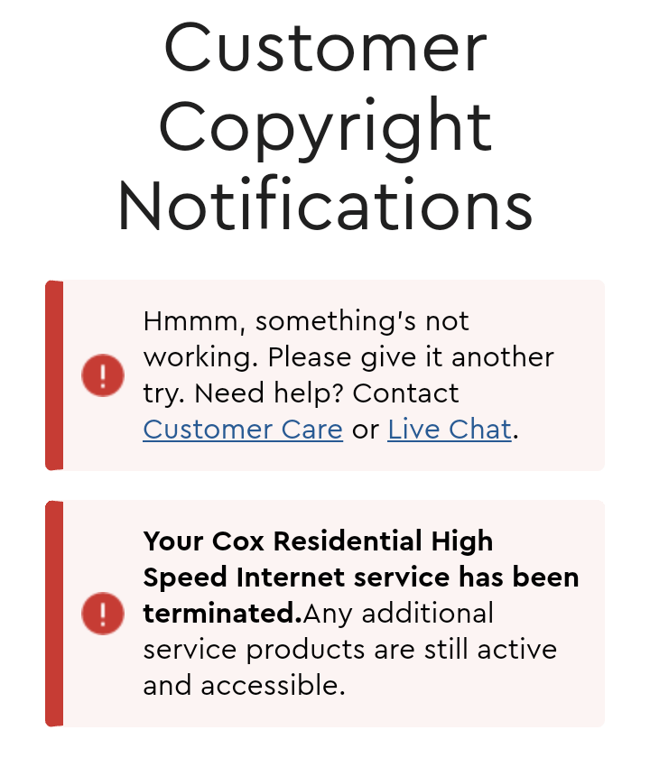 Cox Termination