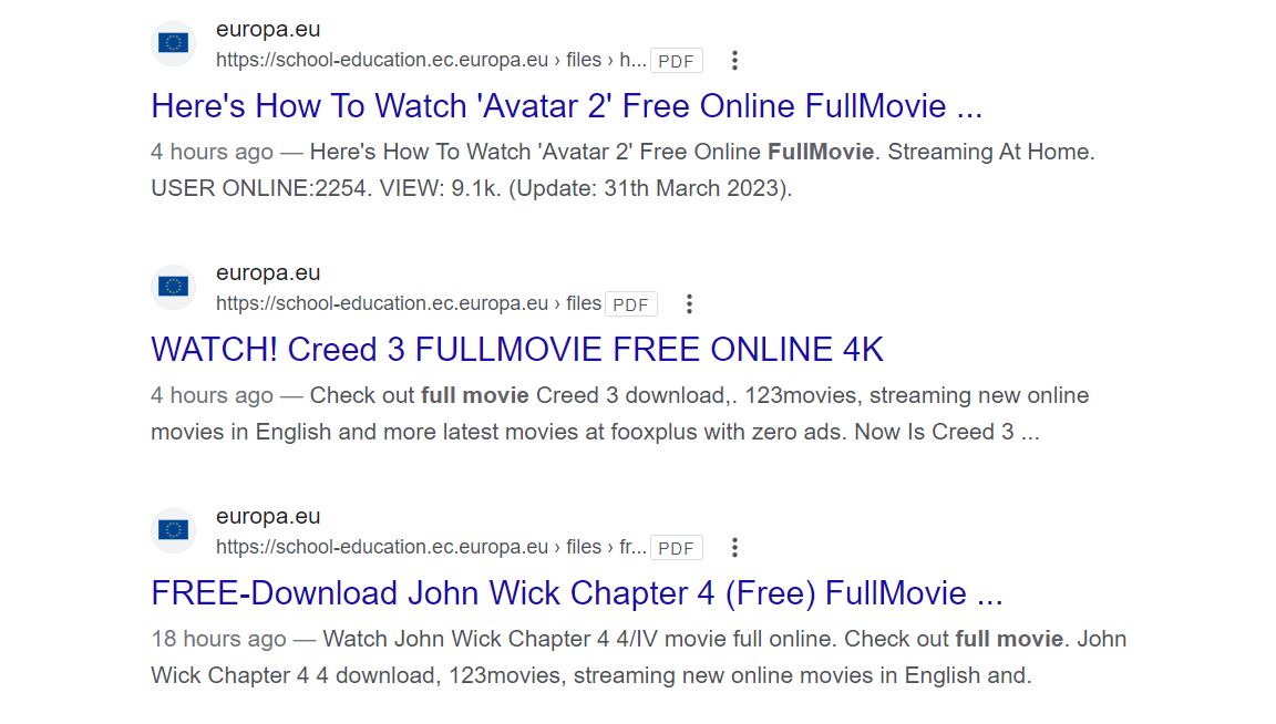 eu search results