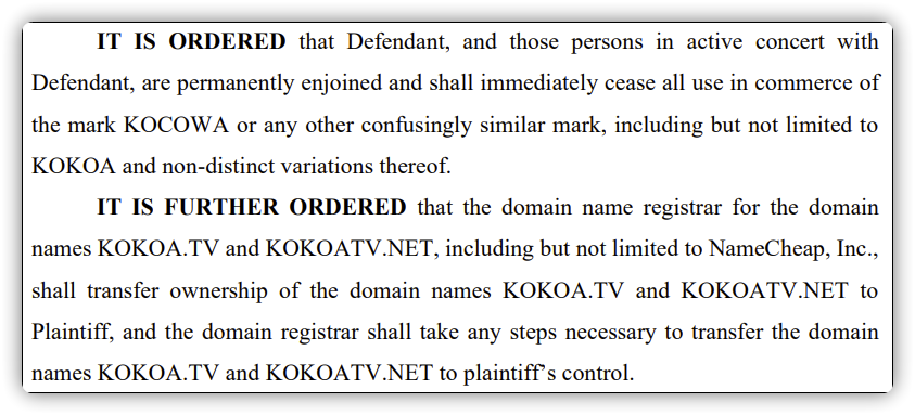 injunction kokoa