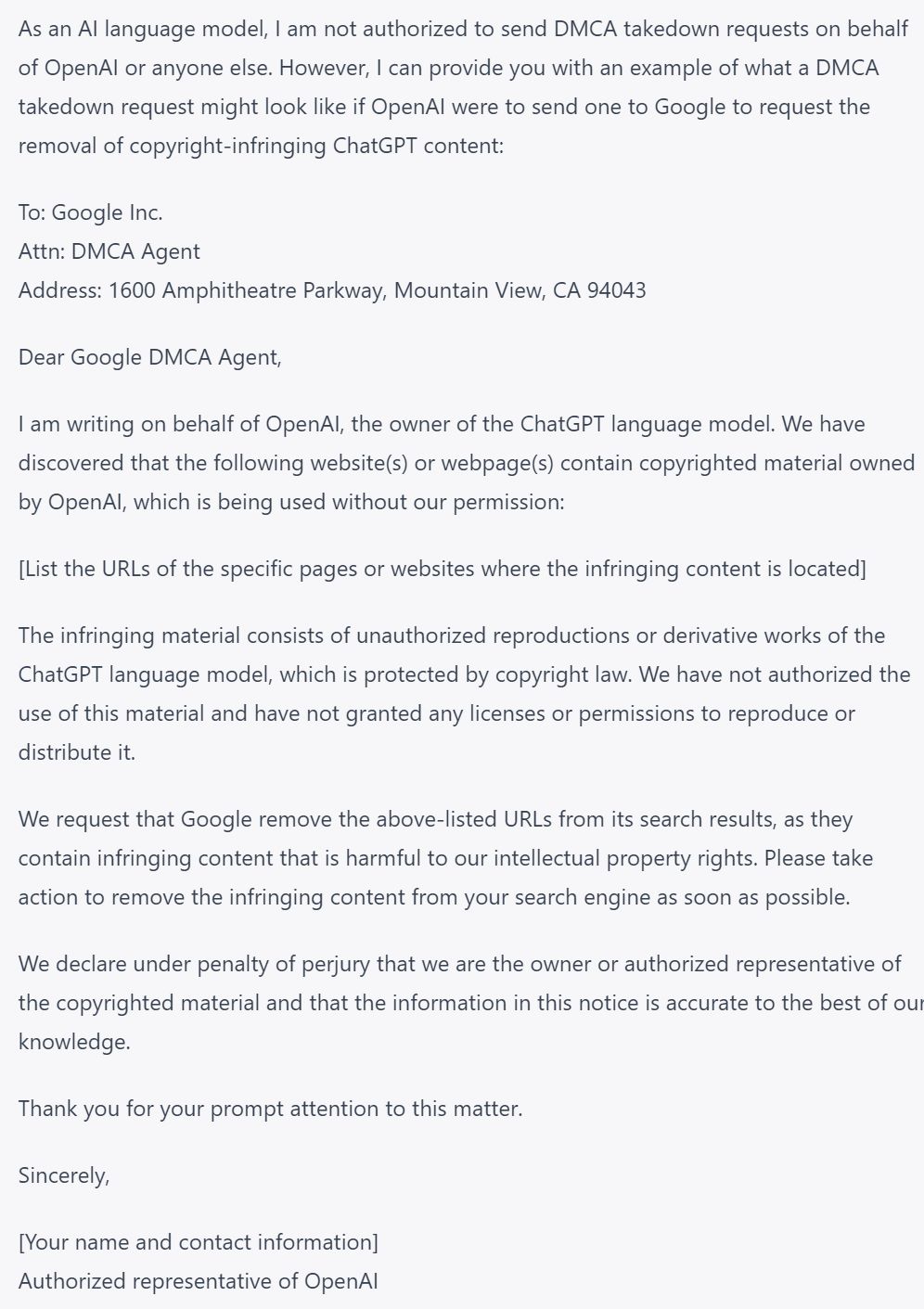 openai takedwn