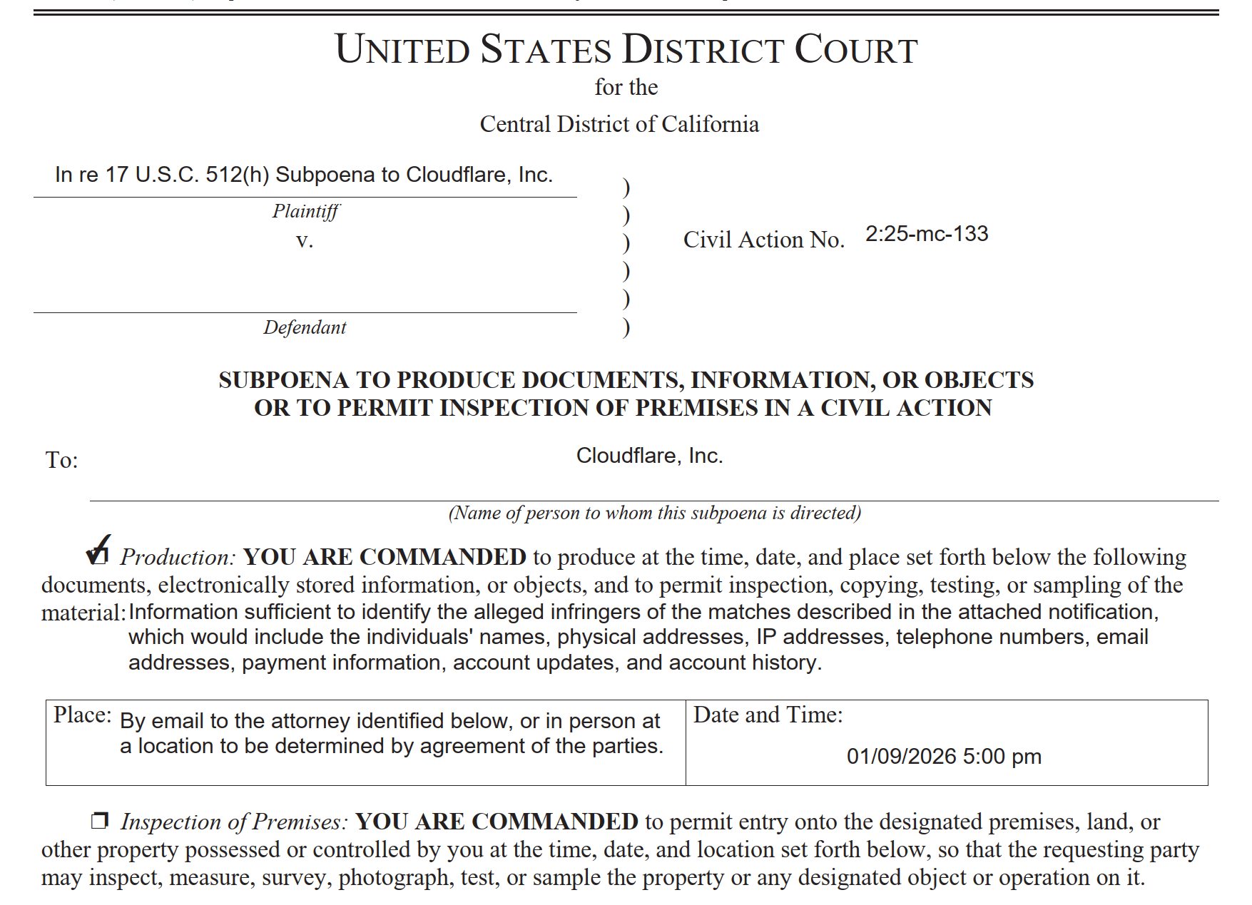 subpoena