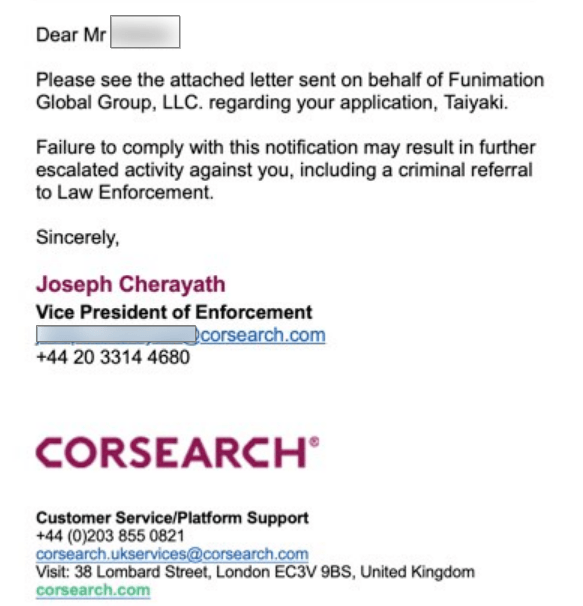 Taiyaki DMCA