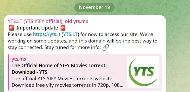 yts update